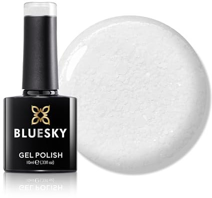 Bluesky Gel Nail Polish 10ml, Glitter Neon 01, White Glitter Gel Nail Polish for 21 Day Manicure, Professional, Salon & Home Use, Requires Curing Under LED UV Nail Lamp