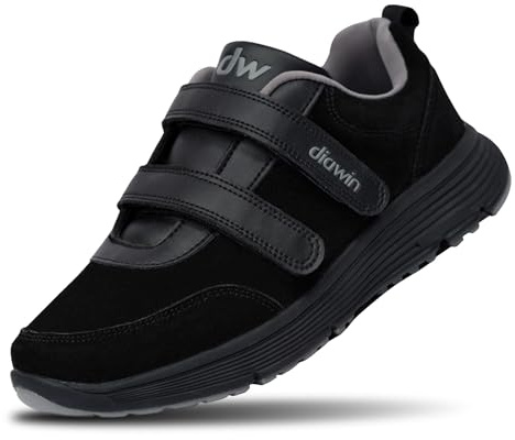 diawin Weite Schuhe Für Herren – Echtes Leder, Breite Zehenbox, Klettverschluss, Extra Tiefe, Geräumiges Innenleben, Komfortabel Für Diabetiker