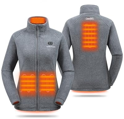 HEWINZE Beheizte Fleecejacke für Unisex – elektrische Dual-Control-Heiz-Wärmejacke mit 7,4V Akku