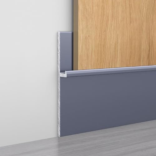 Raouoae Zócalo De Aleación De Aluminio Anodizado De 4 Piezas, 49mm De Altura Y 125cm De Largo, Ideal Para Cocina, Baño, Armarios Y Garaje, Fácil Instalación Y Resistente(Grau,Stil B)