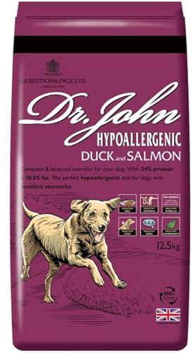 Dr John Hundefutter Trocken Trockenfutter 12,5 kg Hundetrockenfutter Ente Und Lachs Futter Hypoallergen Für Ausgewachsene Hunde Aller Rassen Hypoallergenic