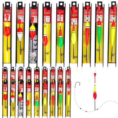Flotteur Peche 27 pièces Flotteurs de Pêche avec Plomb, Ligne de Pêche et Hameçons, Bouchon Peche Truite pour Poissons Communs, Truites, Anguilles, Sandres(5#, 7#, 9#)