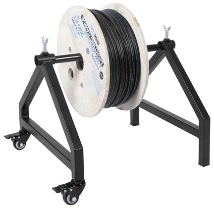 IRON FORGE CABLE Wire Spool Rack, Cable Caddy Spool Holder - Heavy Duty Welded Steel Frame Caddy Rack with Locking Swivel Casters, Reel for Cables, Wire Reel or Dispenser