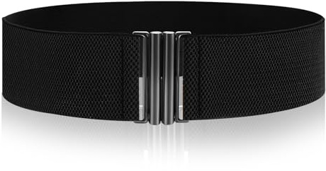 JIEYAO Large ceinture élastique pour femme, ceinture élastique vintage pour robes avec boucle de verrouillage, Noir , 26.7 inch