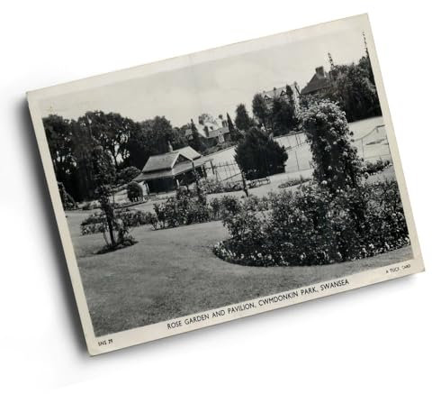 A3 PRINT - Vintage Wales - Rose Garden & Pavilion, Cwmdonkin Park, Swansea