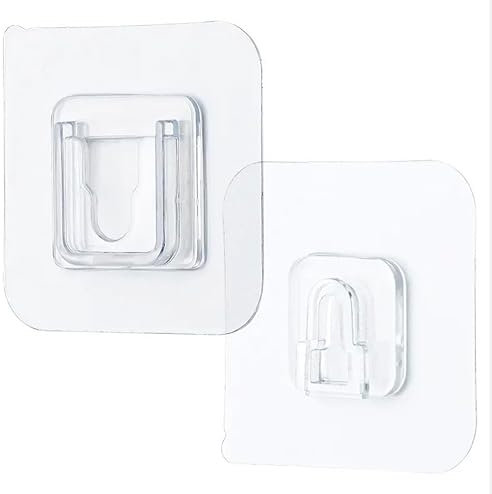 Daal® 20 Sätze Selbstklebende Haken Transparente Wandhaken ohne Bohren Starke Klebehaken Küche Bad Unsichtbare Kunststoffhaken Wiederverwendbar Doppelseitig glatte Oberflächen Max 10kg (20 Stück)