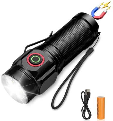 flintronic Torcia LED Ricaricabile, Super Luminoso, Alta Potenza Zoomabile, Portatile Impermeabile, 5 Modalità di Illuminazione, Per Campeggio Trekking Emergenza