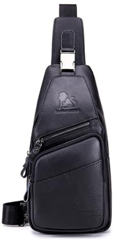 WeeDee Sling Bag Leder Schultertasche Brusttasche Umhängetasche Herren Bauchtasche Tasche Rucksack Daypacks Wasserresistent