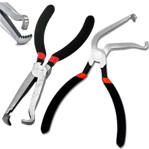 2Pcs Electrical Disconnect Pliers,Electrical Connector Pliers for Cars, Portable Fuel Line Disconnect Tool Set, Automotive Hose Disconnect Tools for Push Tab Style Plugs (60° + Straight)