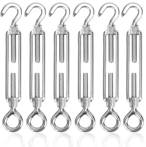 huruiurui M4 Tiranti per Filo Acciaio Tenditore Acciaio Tenditore Filo Stendibiancheria 304 Inox Tiranti Rete Recinzione Tenditori Regolabile per Recinzioni Supportos Piantes Tende Da Sole 6pcs