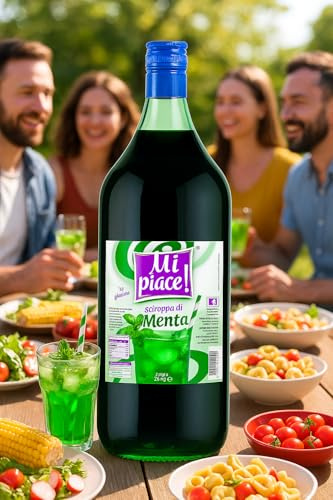 Sciroppo Concentrato 2L – Bevanda da Diluire in Acqua o Latte – Gusto Orzata, Menta, Mandorla o Amarena – Bottiglia Vetro – Senza Glutine (Menta – Sciroppo 2L)