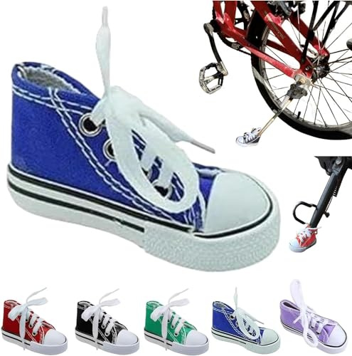 Personalisierte Motorrad-Fußstütze, kleiner Schuh, Motorrad-Seitenständer, Ständer-Verlängerungspad, 1 x Motorradständer, niedlicher Mini-Leinen-Schuhe, Seitenständer (Blue)