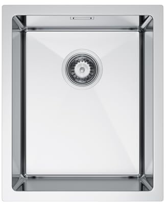Melanstar Évier inox 37 x 45 cm kitchen sink, évier 1 bac 1 vasque, avec siphon et trou pour robinet, acier inoxydable argent
