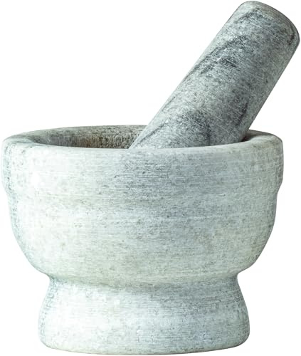 JADE TEMPLE 17438 marmo mortaio con pestello, gres, grigio