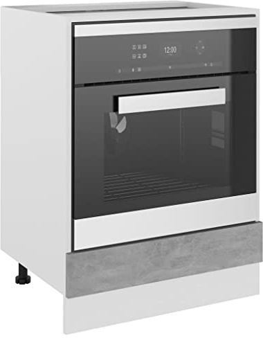 Tomostar Ofenschrank, Möbel für Ofen, Küchenunterschrank, Lyon, Betongrau, 60 x 46 x 81,5 cm