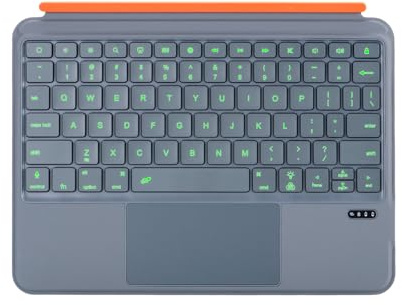 MyoControl - Funda con teclado para iPad, teclado con retroiluminación de 7 colores, multitrackpad, teclado inalámbrico desmontable magnético, funda protectora para 10.2/Pro 10.5/Air 3