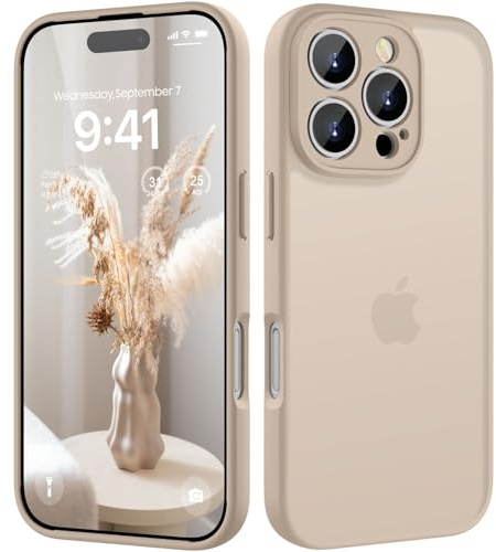 HGH für iPhone 16 Pro Hülle, Vollständiger Kameraschutz Stoßfest Kratzfest Anti-Fingerabdruck Transluzente Rückseite Matt Handyhülle für iPhone 16 Pro Case 6,1 Zoll, Khaki