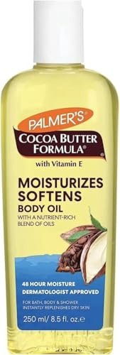 Palmer’s Cocoa Butter Formula Moisturising Body Oil 250ml with Vitamin E – Fast-Absorbing, Non-Greasy for Deep Moisturizing & Hydration, Body Oil for Dry Skin, Bath, Shower & Massage