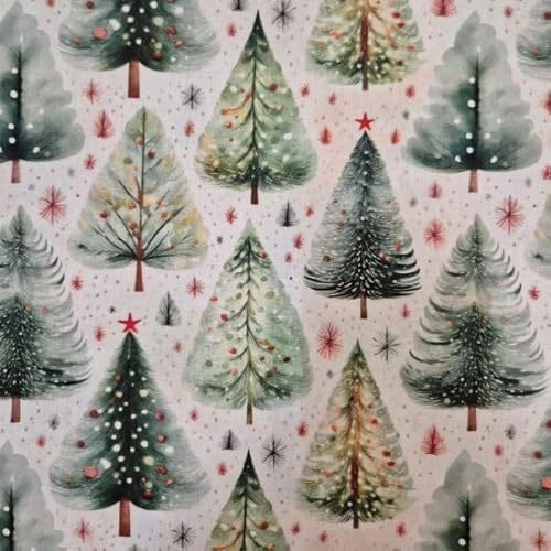 Baumwollstoff Tannenwald Wintertraum Hochwertiger Weihnachtsstoff für Nähen, Deko & Geschenkideen O Tannenbaum aquarell Weihnachtsmotiv Weihnachlich Werthers Stoffe