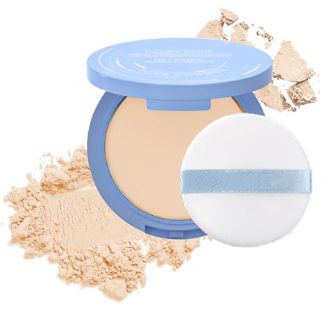 Translucent Mattifying Setting Powder – Compact Oil Control Face Powder for Shine-Free Finish – Lightweight Soft-Focus Makeup Fixing with Built-In Mirror for Daily Touch-Ups (Natural Beige)