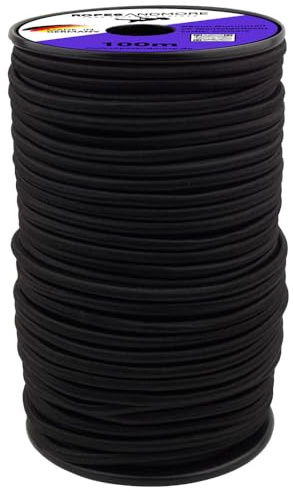 Expanderseil Gummiseil 8mm Seil Gummileine Planenseil Gepäckgummi 10m - 100m von Ropes and More® (Schwarz, 10 m (Lfm) Ø8 mm – ohne Spule)