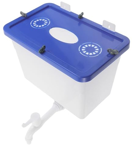 BUGUUYO Tanque de Agua de Plástico Montado Pared, Capacidad 8 L, Pequeño y Cuadrado, con Grifo y Tapa, para Baño y Peluquería, Almacenamiento Práctico y Ahorro de Espacio, Fácil Limpieza