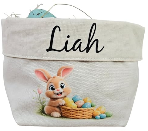 mamir home Osterkorb zum befüllen personalisiert mit Namen I Osterhase Kinder Osterkörbchen