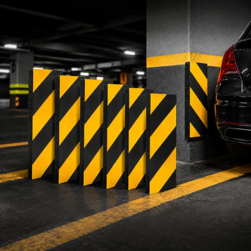 MIOEUZS Protector Pared Garaje 6 Piezas 30 x 10 x 3 cm, Protector Columnas Garaje de Espuma EVA Autoadhesiva, Protector Puertas Coche Negro Amarillo para Parking, Pared y Esquina