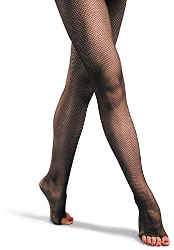 18MM Latin Dance Pantyhose Stockings Socks Open Toe Fishnet Toeless Tights (Black)