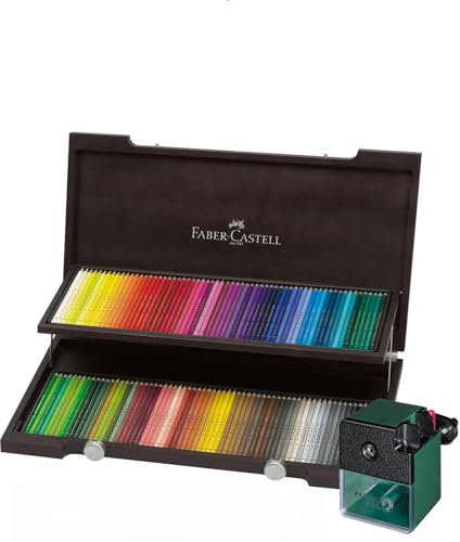Faber-Castell 110013 - Holzkoffer mit 120 Polychromos Farbstiften Limited Set [ inkl. Spitzmaschine groß ]