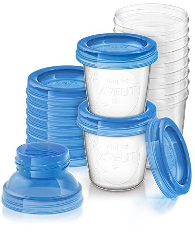 Vasos de almacenamiento de leche materna 180 ml, Philips Avent, 10 pieza(s), transparente