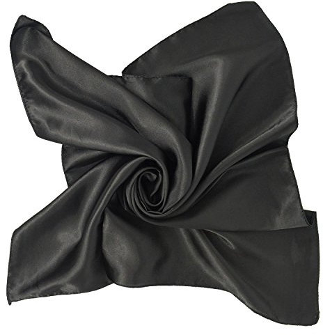 UK_Stone Damen Bandana Kopftuch Seidenschal Seidentuch Halstuch Nickituch 100% Seide Multifunktion Schal Unifarben 50 x 50cm, Schwarz