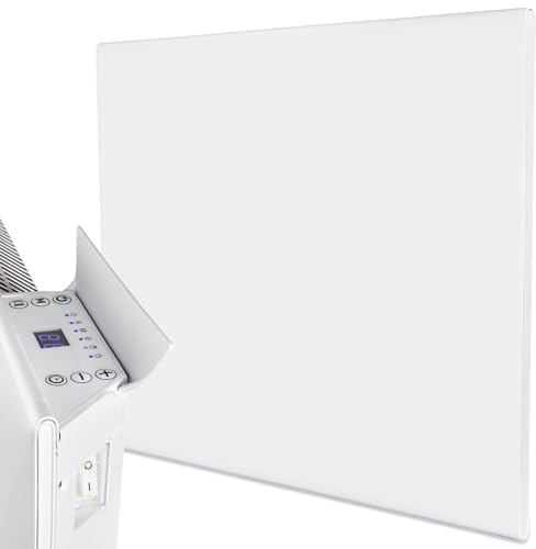 MYLEK Panel Heater Radiator Electric 1KW - Daily and Weekly Timer, Digital Thermostat - Wall Mounted Slimline White Panel Heater for Bathroom, Office, Bedroom, Garage (1000 Watt) Lot 20 Compliant