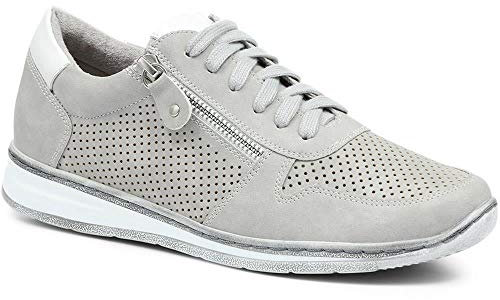 Pavers Women's Breathable Lace-Up Trainers in Grey - Shoes with Supportive Insole & Metallic Accents - Ladies Sports Footwear - Size UK 8 / EU 41