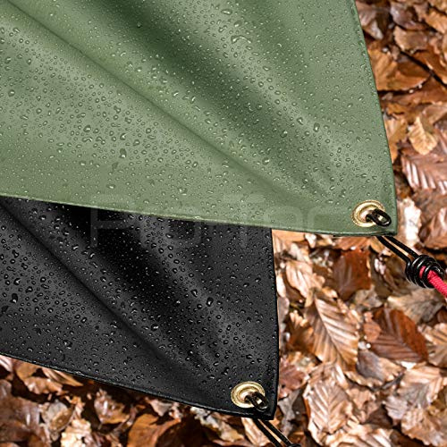 PVC 600gsm Extra Heavy Duty Green Tarpaulin Waterproof Ground Cover Thick Lorry Tarp Sheet Black 12ft X 12ft (3.6m x 3.6m)