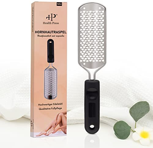 Health Press® Hornhautentferner Hornhauthobel Hornhautraspel Fuß – Hornhaut Entfernung – Edelstahl Hornhautfeile für Harte Haut – Fußpflege Pediküre Fußpflegegerät