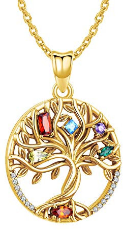 Lebensbaum Kette 925 Sterling Silber Familie Baum des Lebens Anhänger Gold Familie Halskette für Frauen Schmuck Vergoldet Geschenke für Mama Damen Freundin Herren (Lebensbaum-N)
