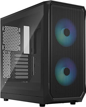 Fractal Design Focus 2 RGB Black - Tempered Glass Clear Tint - Mesh front – Two 140 mm RGB Aspect fans included - ATX Gaming Case