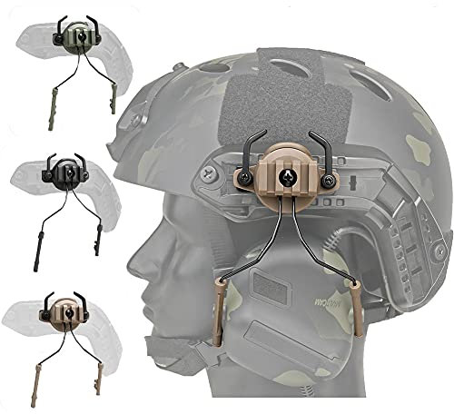 AQzxdc Tactical Helmet Adapter ARC Rail Adaptor Suspension Headphones Bracket, Suspension Headset Support Bracket Hunting Earmuffs Support Left & Right Side Attachments (Pack of 2),Black