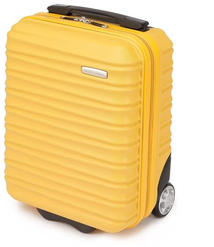 WITTCHEN Reisekoffer Kleinkoffer Kabinengepäck Handgepäck Rollkoffer Hartschale aus ABS2 Standard-Rollen Reißverschluss Groove Line Kleinkoffer XXS gelb Lufthansa/Eurowings/Ryanair/Condor