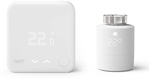 tado° Funk-Temperatursensor mit 1x smartes Heizkörperthermostat - Wifi Zusatzprodukt für smarte Heizkörperthermostate - digitale Raumtemperaturmessung für optimale Heizkörpersteuerung per App