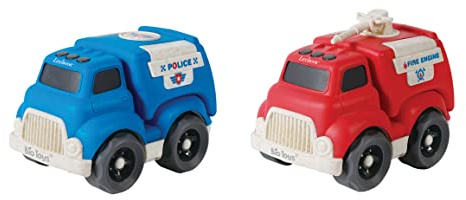 Lexibook, Bio Toys, Auto Giocattolo parzialmente in Fibre di Grano, Polizia e Pompieri per Bambini, Rosso/Blu, BIOC05