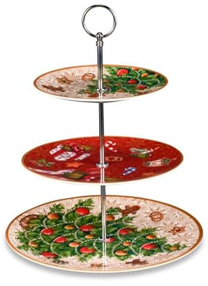 ALZATA 3 PIANI ø27 H.33CM con decorazioni natalizie