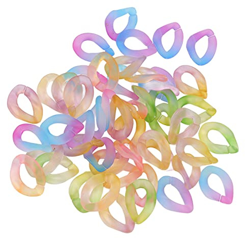Acryl-Kettenglied, Harz-Kettenglied, 50 Stück, Bunt, für Taillenketten, Taschenketten, Halsketten (Transparent zweifarbig)