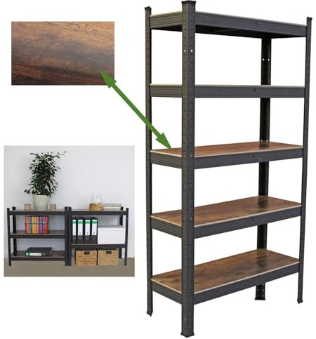 TRUTZHOLM Wohnzimmerregal Holzoptik 150x75x30 cm Traglast max. 650 kg I 5 höhenverstellbare Böden Steckregal Bücherregal Standregal Lagerregal Schwerlastregal