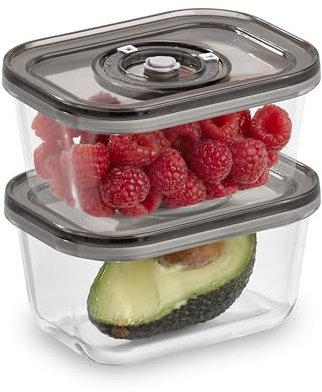 Caso VacuBoxx Eco-Duo S – Contenitore sottovuoto / 2 contenitori da 500 ml ciascuno per alimenti sensibili alla pressione e liquidi, senza BPA, resistente al calore, lavabile in lavastoviglie,