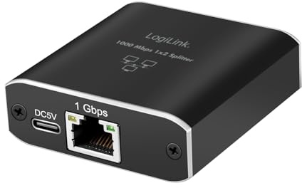 LogiLink NS0011 - Gigabit-Ethernet-Splitter (1x Eingang auf 2 Ausgänge), bis zu 1000 Mbit/s, Stromversorgung via USB