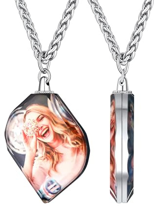 Supcare Halskette für Damen Herren Kette mit Foto Herz/Achteck/Weiden/Oval Anhänger Edelstahl Doppel Fotokette Kettenanhänger Memorial Kette Personalisiert Modeschmuck für Geburtstag Jahrestag