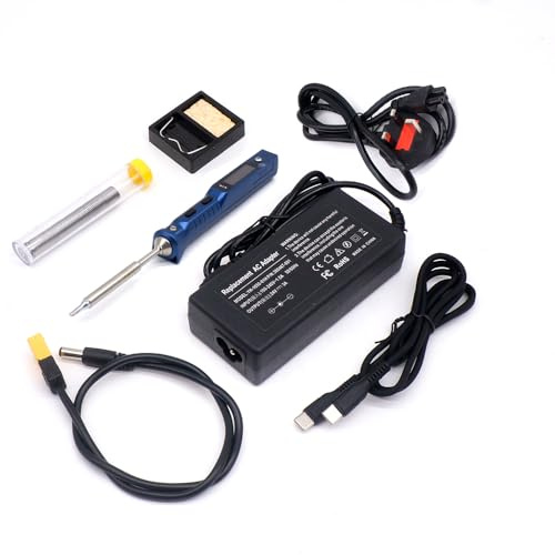 TOOLSAVING TS101 Soldering Iron Kit TS100 New Upgraded PD 90W DC 65W Original Smart Digital Welding Tool Mini Portable Fast Heating Adjustable Temperature USB Type C BC2 Solder Tip Blue Set