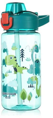 LDDYKZY Trinkflasche Kinder 600ml Kindertrinkflasche mit Strohhalm Kindertrinkflasche mit Strohhalm Mit auslaufsicherem Flip Sportwasserflasche für Mädchen und Jungen